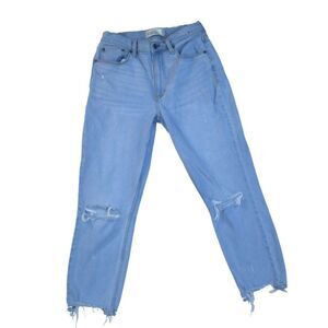 Abercrombie & Fitch Mom Jeans Sz 8/29 Light Blue Distressed Cropped Ankle Denim